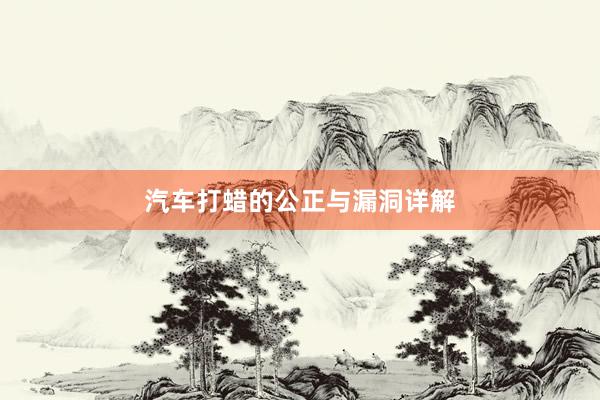 汽车打蜡的公正与漏洞详解